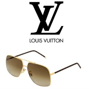 Brand NEW! Louis Vuitton LV First Squared Pilot Sunglasses Gold Aviator